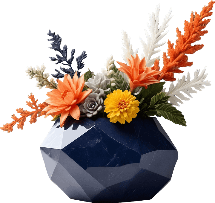 Golden Tides – Tropical Luxe Faceted Vase PNG product image (1)