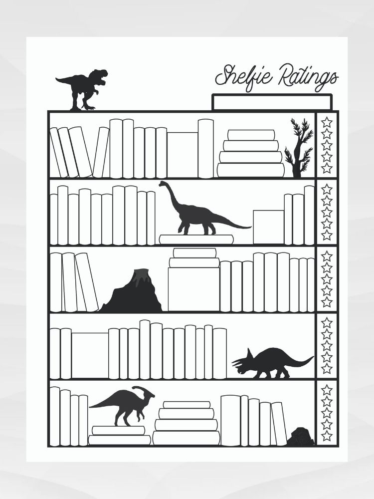 Shelfie Ratings Book Tracker, Black and White Printable Bookcase Journal Log with 7 Themes product image (7)