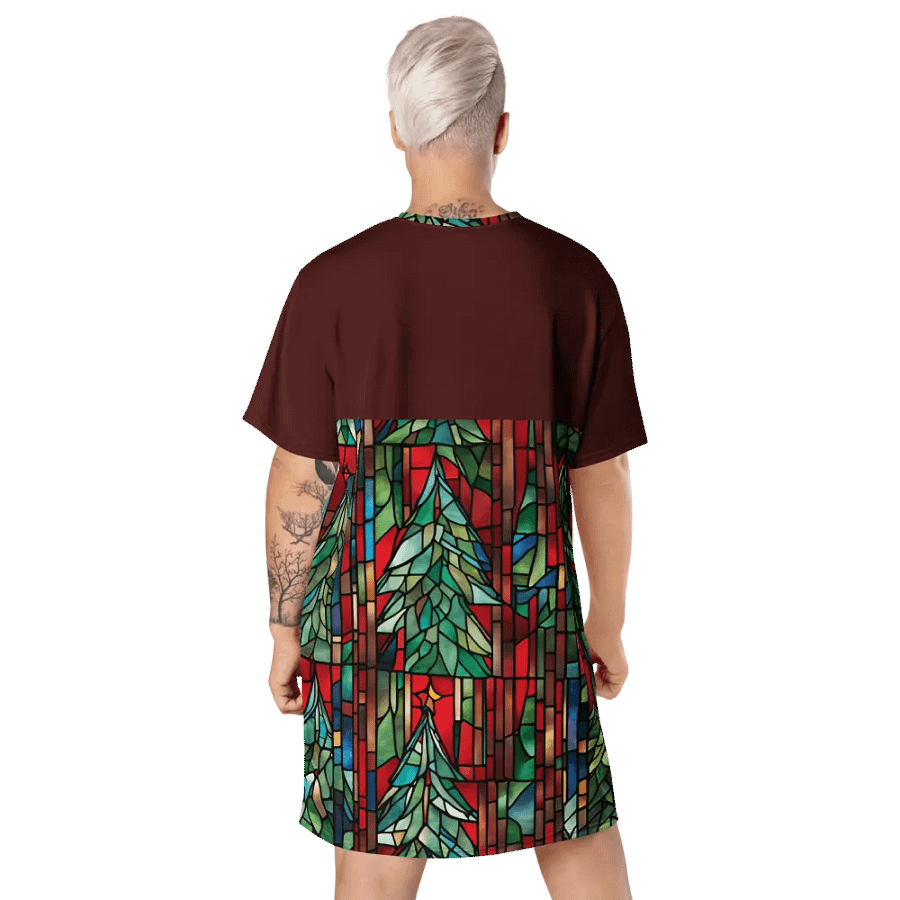 Stained Glass Christmas Tree T-Shirt Dress product image (9)