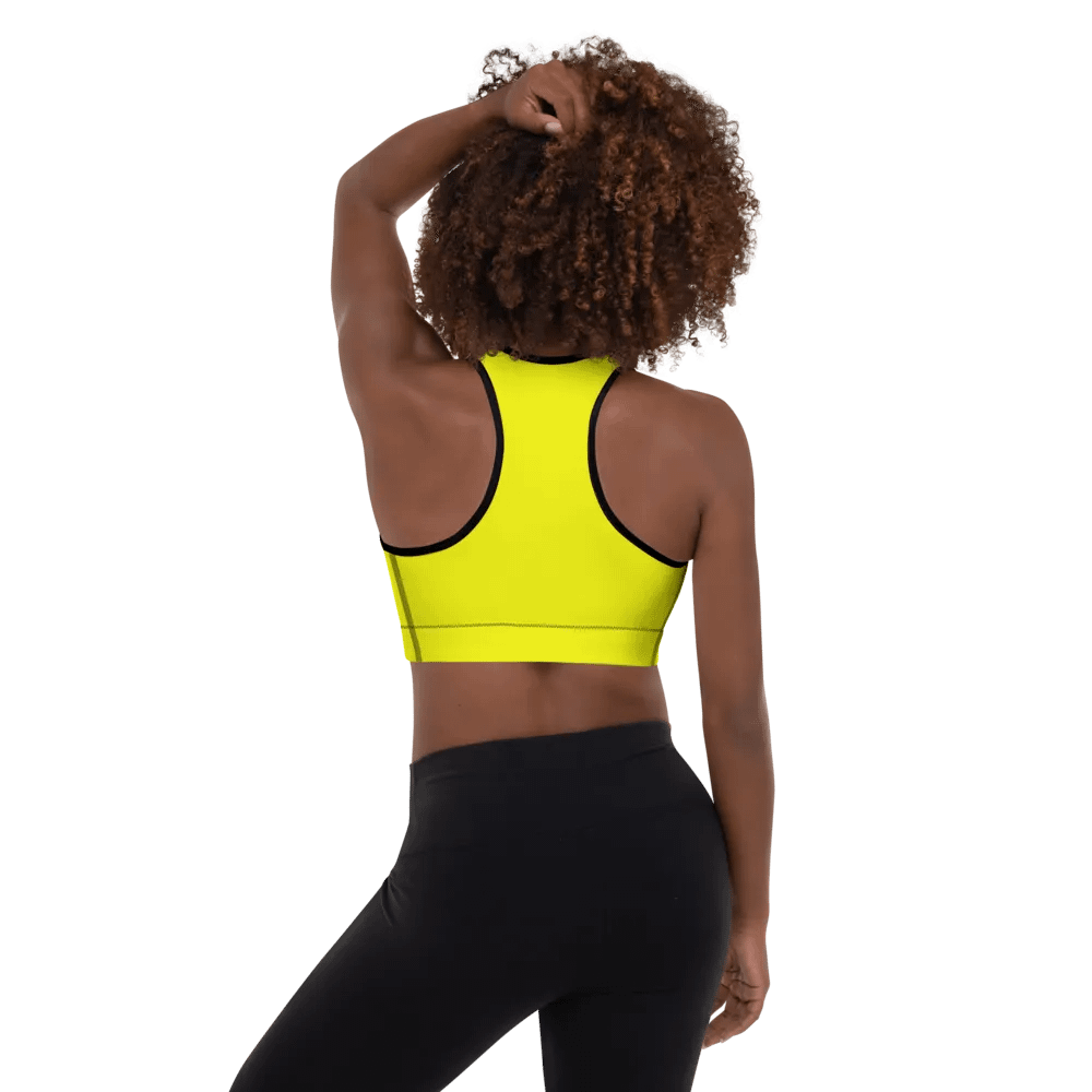 Plain Color Yellow Padded Sports Bra product image (2)