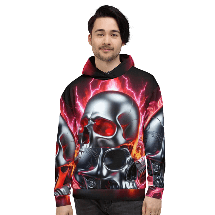 Silver All-Over Print - Unisex Skull Hoodie #13 product image (2)