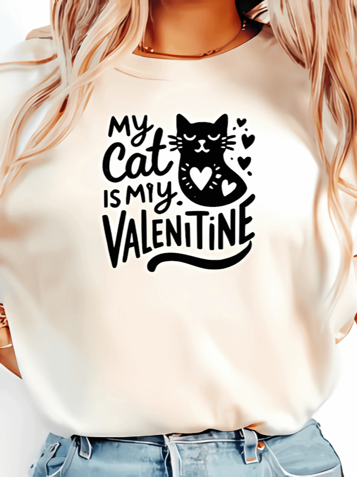 “My Cat Is My Valentine” Sublimation Graphic – Humorous Cat Lover Valentine Artwork – Perfect Gift for Cat Moms & Proud Fur Mamas – Instant Digital Download – 300 DPI PNG product image (1)