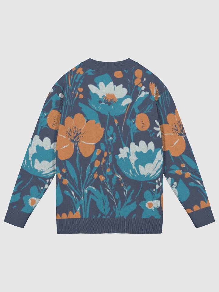 Chic Teal Flower Garden Knitted Cardigan product image (2)