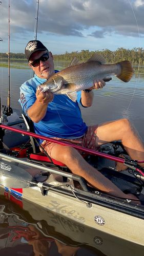 A first for me !! 
A Top Water Barra only a little guy but awesome fun. 
Caught on Shimano T Curve 5 to 10 
Reel 4000 Stradic...