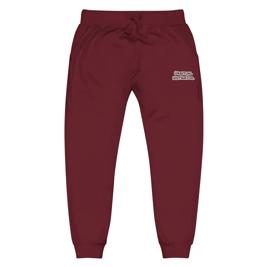 HABITUAL INSTIGATOR (maroon bubble design) embroidered fleece joggers product image (8)