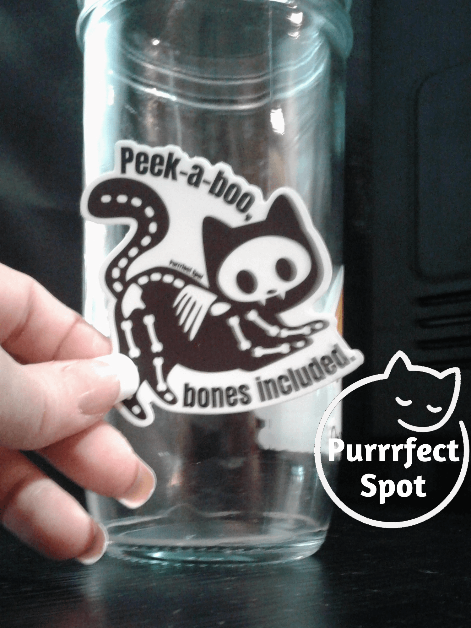 Peek-a-Boo Skeleton Cat Sticker 🐾💀 product image (4)