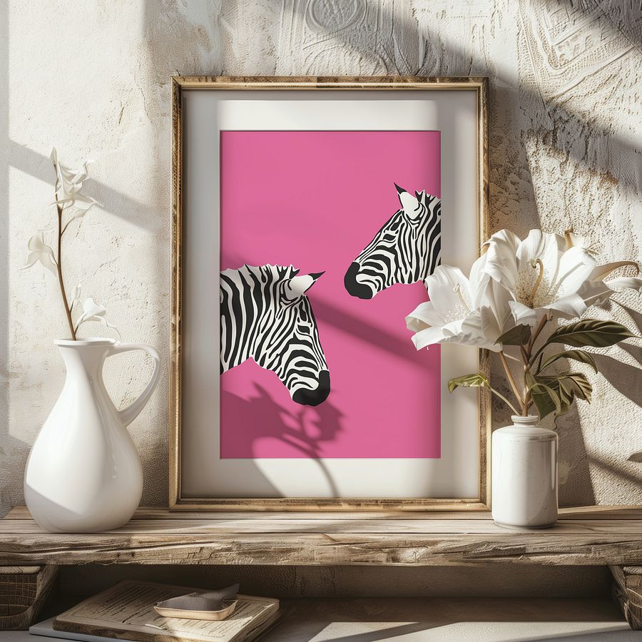 Zebras on Pink Preppy y2k Art Print product image (21)