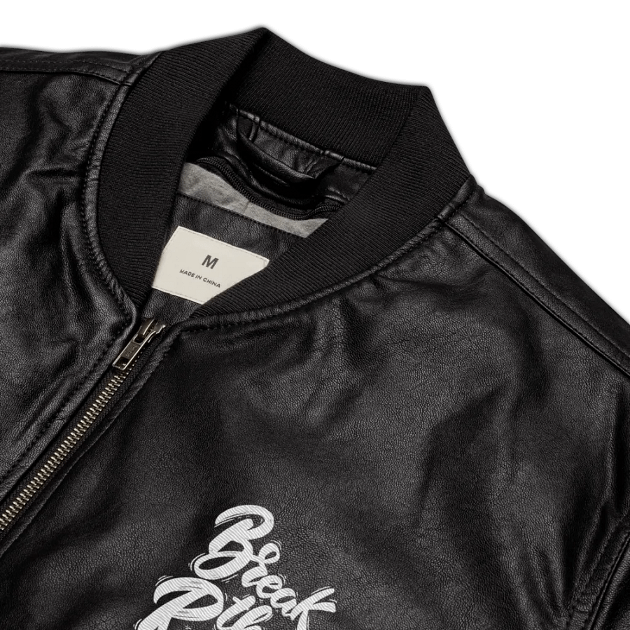 BREAK - Pixelated Portrait Faux Leather Bomber Jacket product image (13)