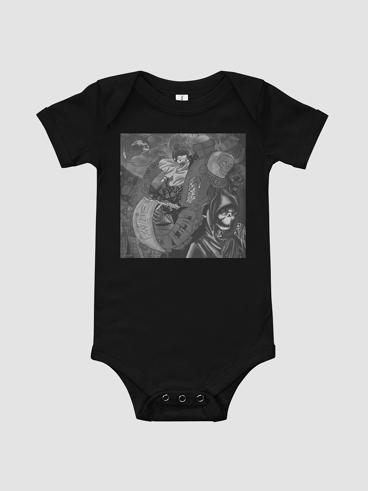 Crazzie Train Baby short sleeve one piece (B&W) product image (1)