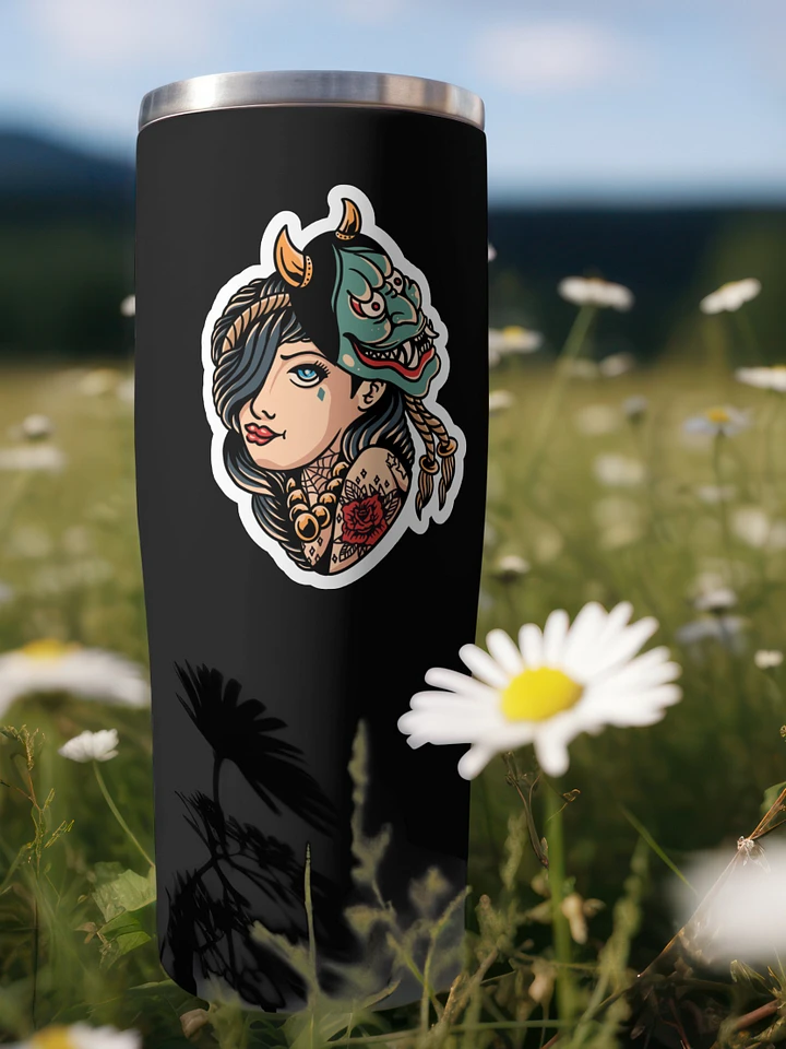 Sticker - Tattooed Lady with Japanese Oni Mask product image (2)