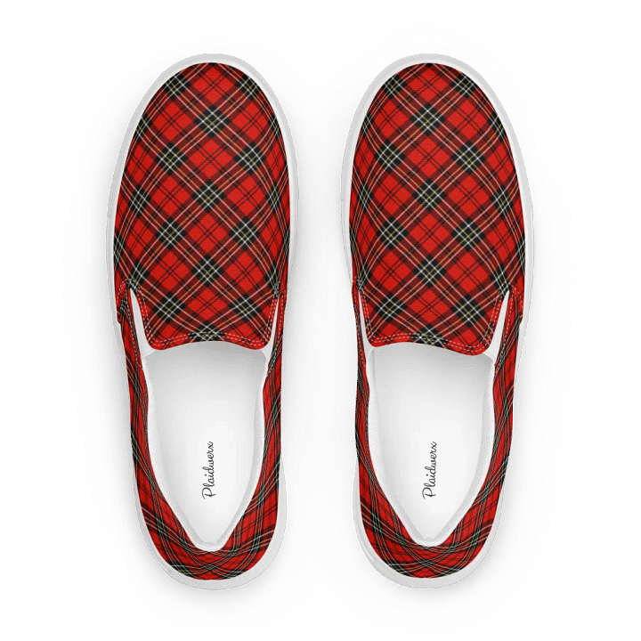 Red Vintage Plaid Men's Slip On Shoes product image (1)