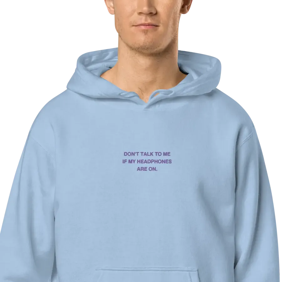 HEADPHONES ON (purple) embroidered pigment hoodie product image (2)