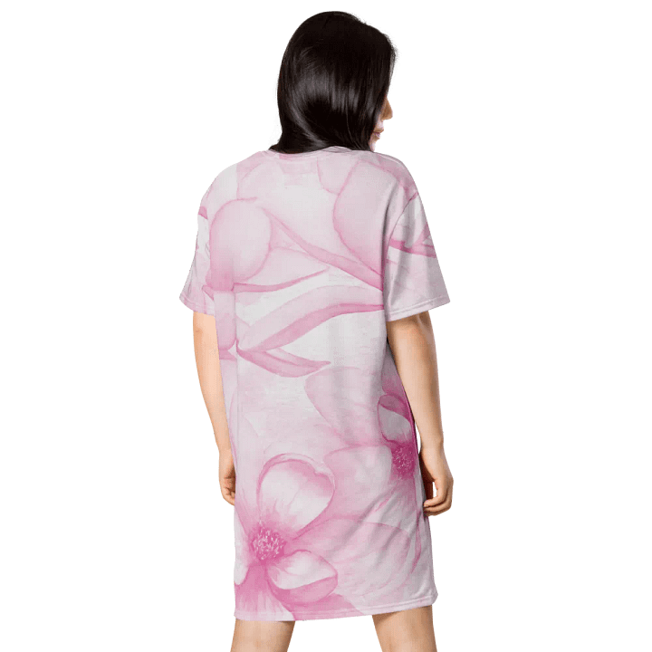 Watercolour Magnolia Flowers Pattern T-shirt Dress product image (2)