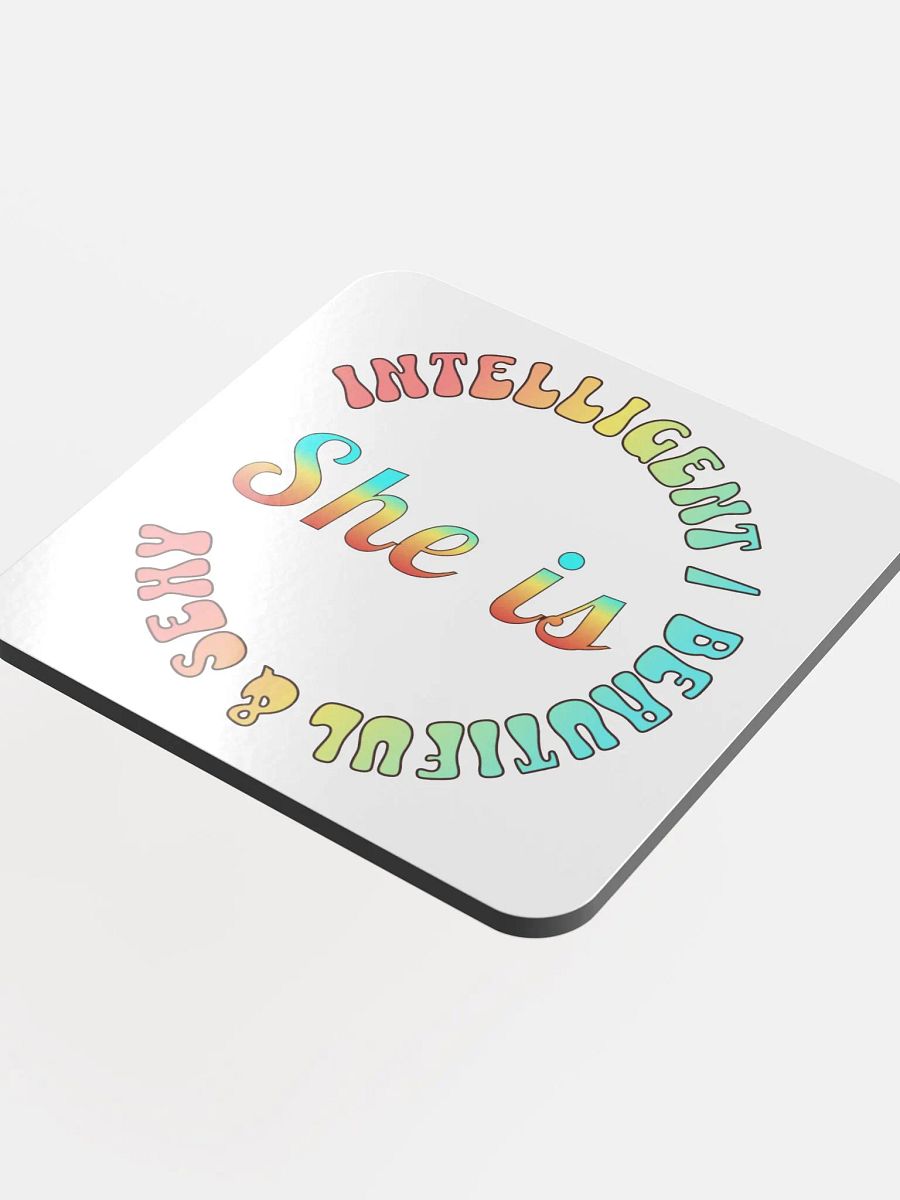 She Is Intelligent Beautiful And Sexy Empowerment Circle Cork Coaster product image (4)