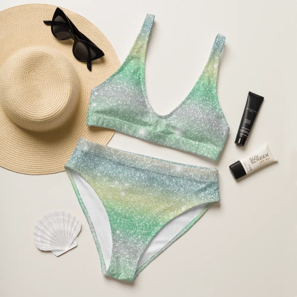 Glitter Unicorn Texture Design High Waisted Bikini (11) product image (11)