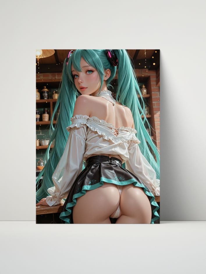 Hatsune Miku Teal Thong Bar Back – Glossy 8x10 Metal Print product image (1)