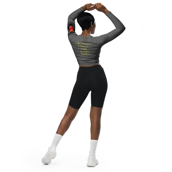 women oni crop top long sleeve (GRAY) product image (2)