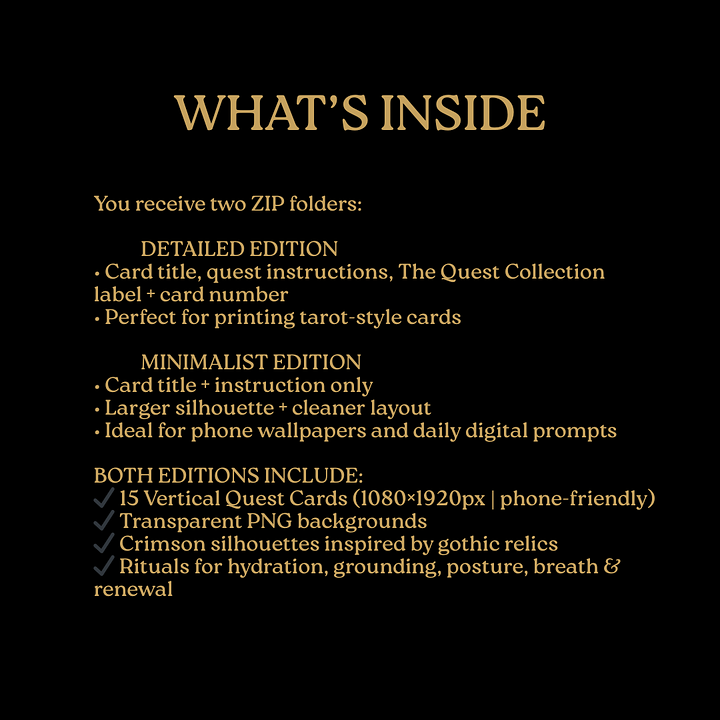 Mortal Vessel Quest Cards - 15 Gothic Self-Care Rituals (Digital PNG Set) product image (2)