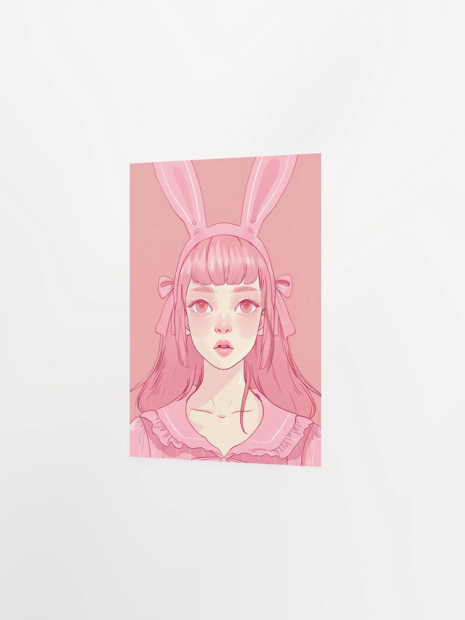Pink Rabbit Girl Coquette Art Print product image (27)