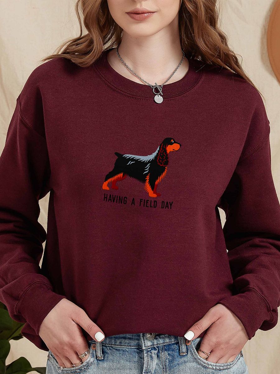 Having a Field Day Sweatshirt (Embroidered) of a Field Spaniel(Black & Tan) product image (2)