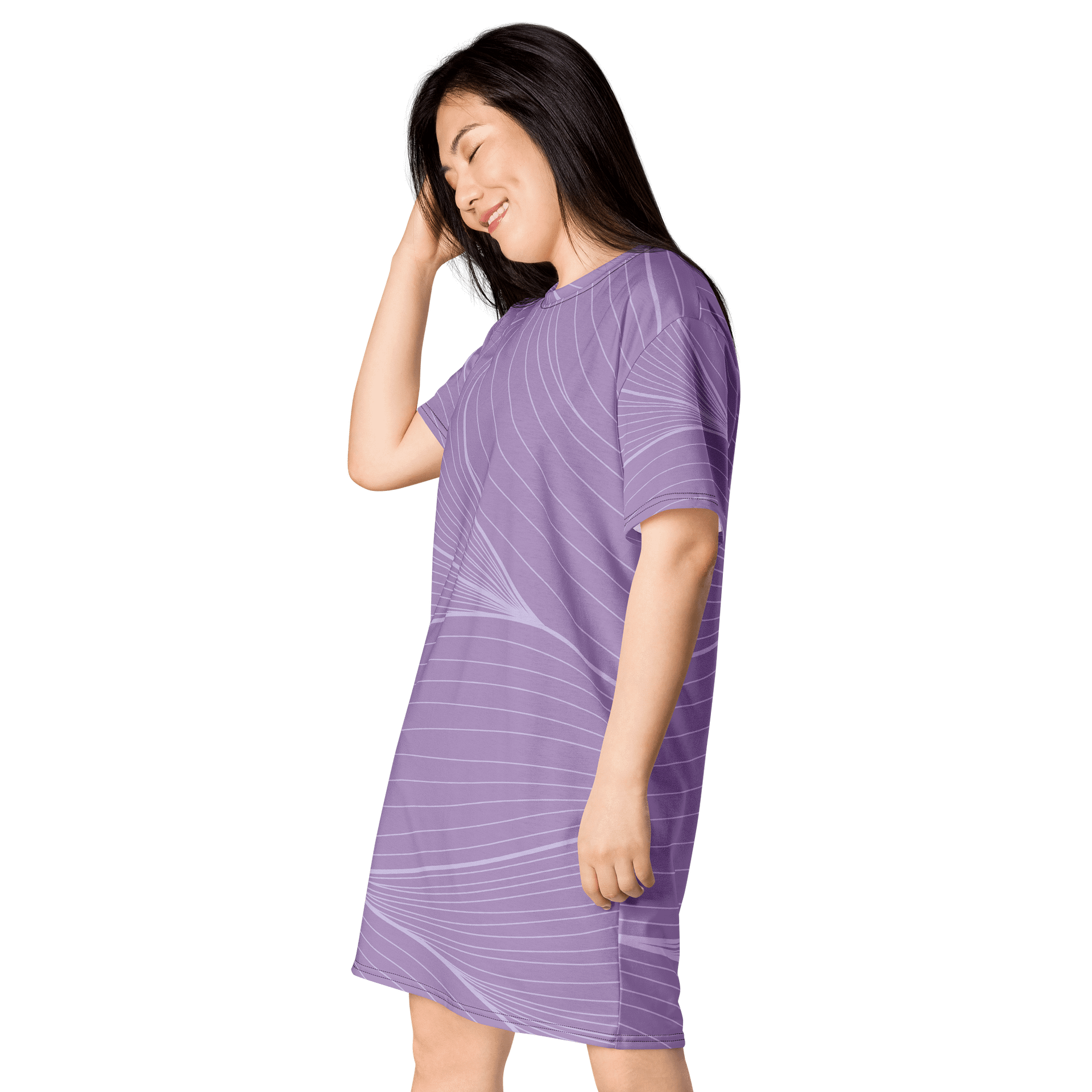 Stylish Purple Wave Oversized T-Shirt Dress - Exclusive TDSMUSIC Design product image (3)