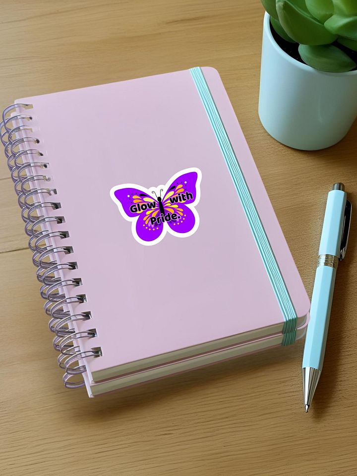Glow with Pride – Purple Butterfly Inspirational Quote Sticker product image (1)