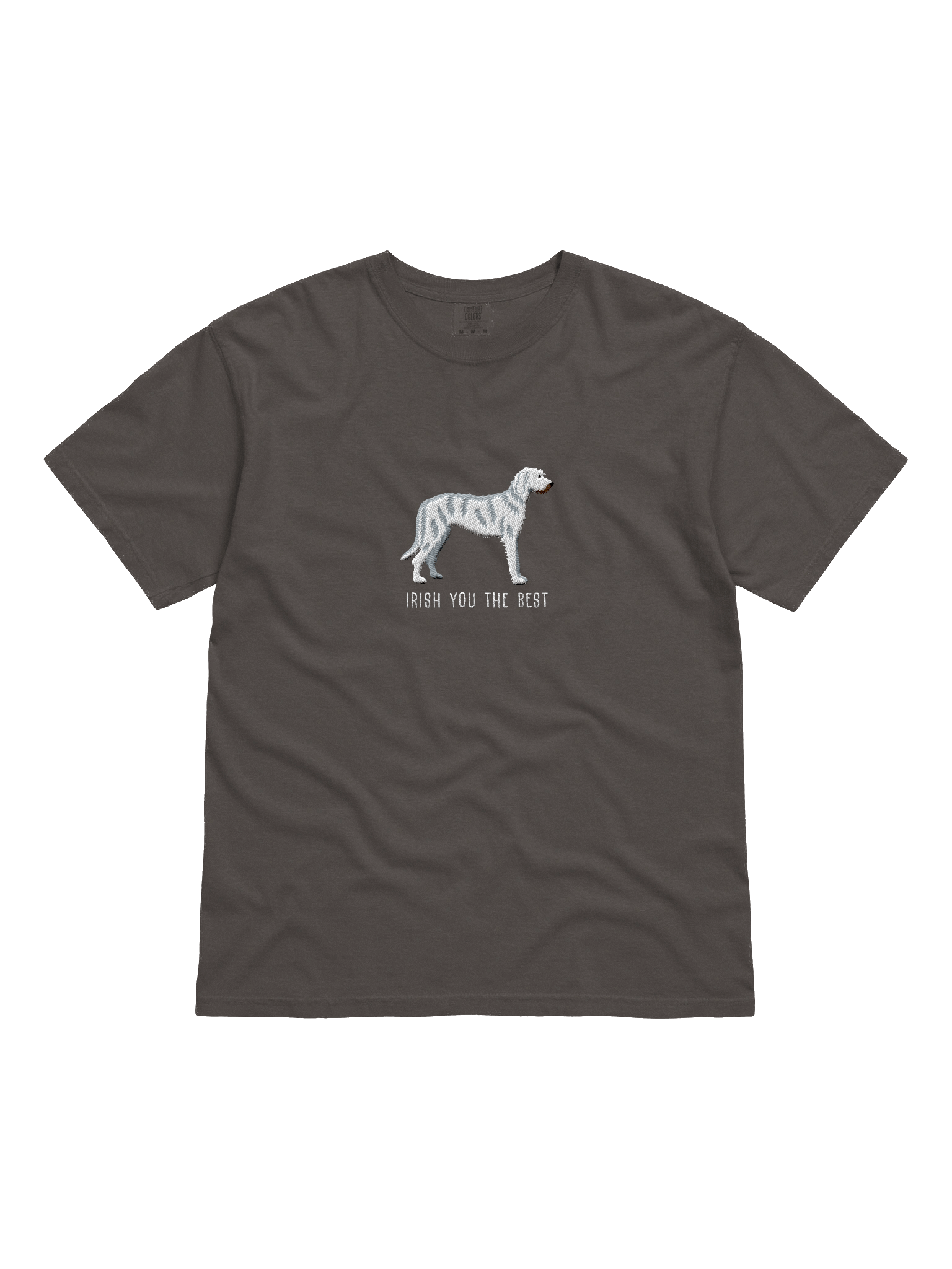 Irish You the Best T-Shirt(Embroidered) of an Irish Wolfhound(White) product image (4)