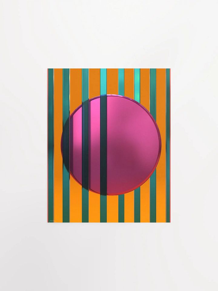 Minimalist 3D Digital Art | Teal Lines Plum Circle on Orange Background product image (2)
