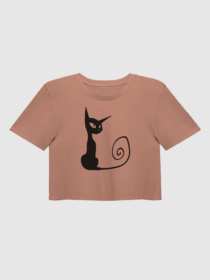 Y2K Aesthetic Black Cat Crop Top Tee - Cute Edgy Baby Tee product image (3)