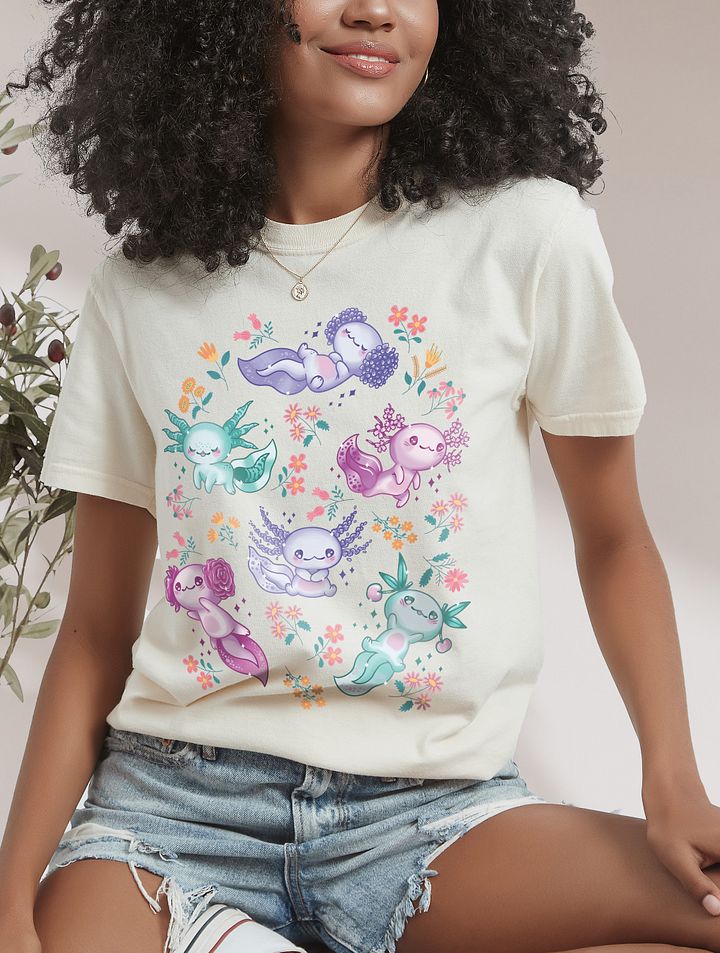 Cottagecore-Style Shirt of Kawaii Axolotls | Cottagecore, Goblincore, and Forestcore-Inspired Axolotl T-Shirt product image (13)