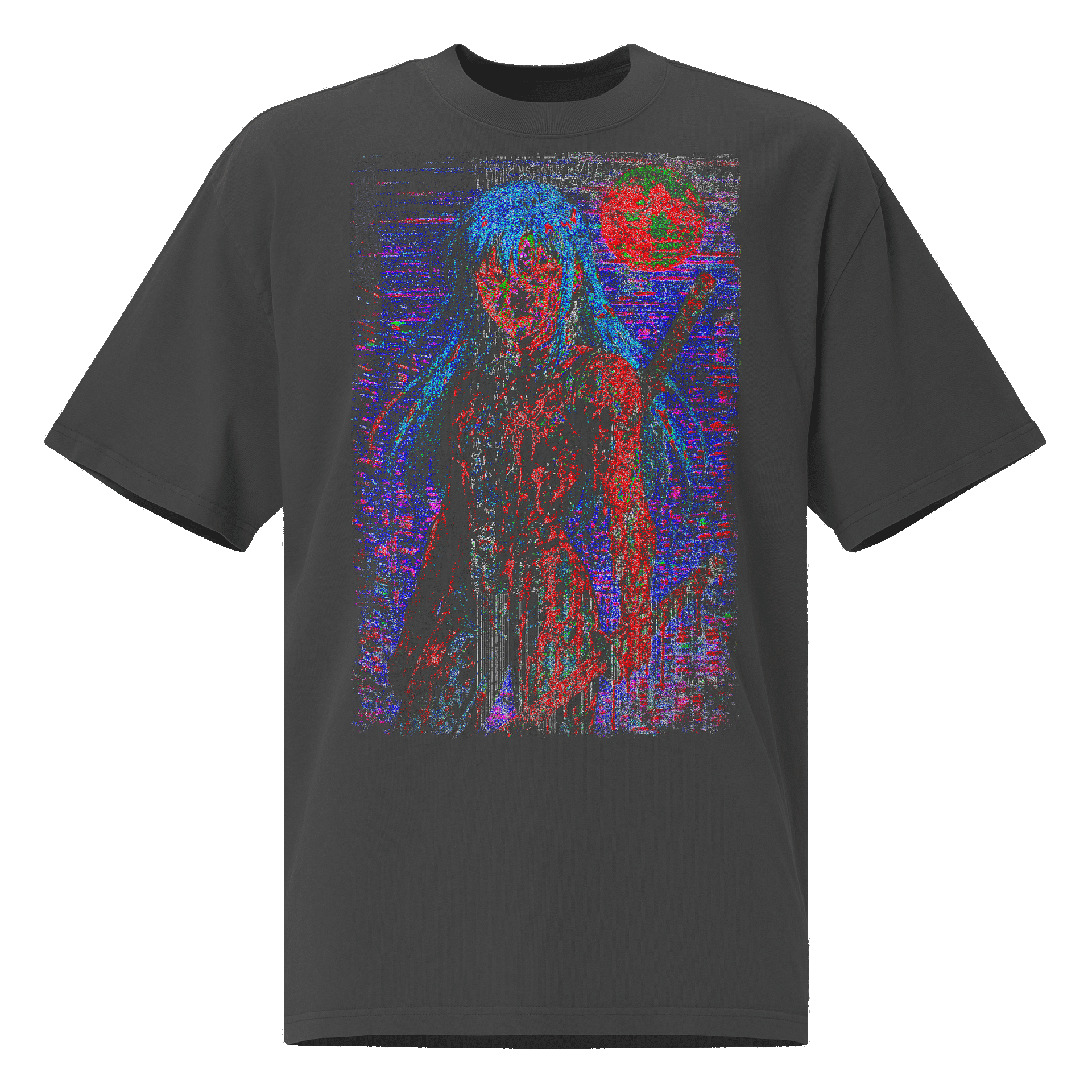 Neon Bloodsoaked Samurai Premium Oversized Faded T-Shirt product image (1)