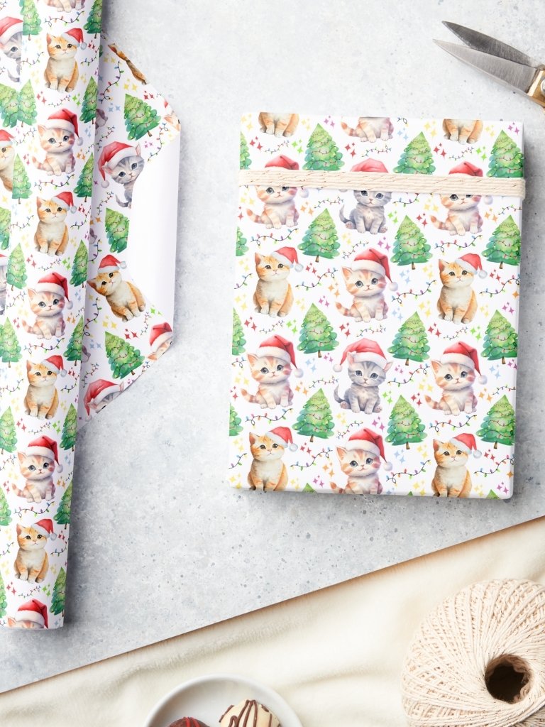 Cats in Santa Hats Christmas Gift Wrapping Paper product image (3)