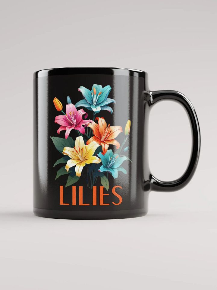 Floral Graphic | Black Coffee Mug | Lilies product image (2)
