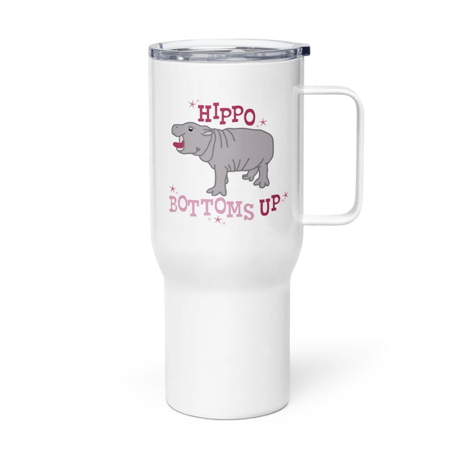 Hippo Bottoms Up Travel Mug | Moo Deng Inspired Merch product image (1)