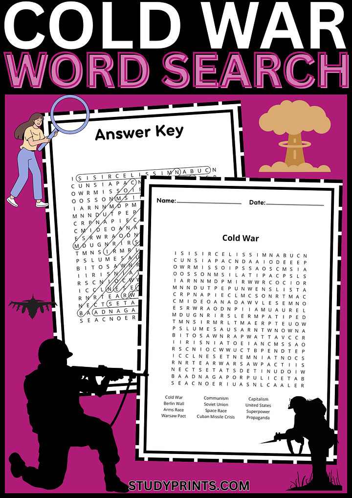 Cold War Word Search Puzzle Printable product image (1)
