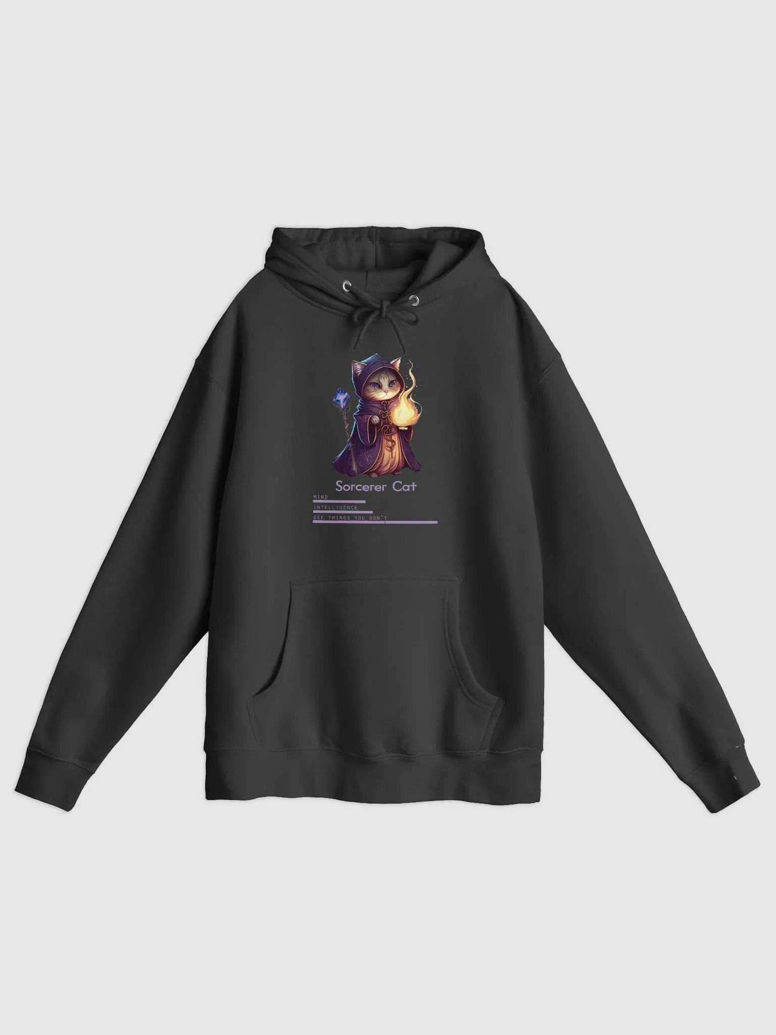 RPG Sorcerer Cat unisex medium-heavy fleece lined hoodie for gamers and cat lovers product image (1)