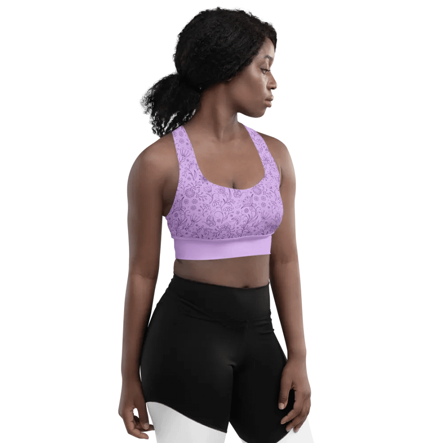 Light Purple Lilac Floral Women's Sports Bra product image (2)
