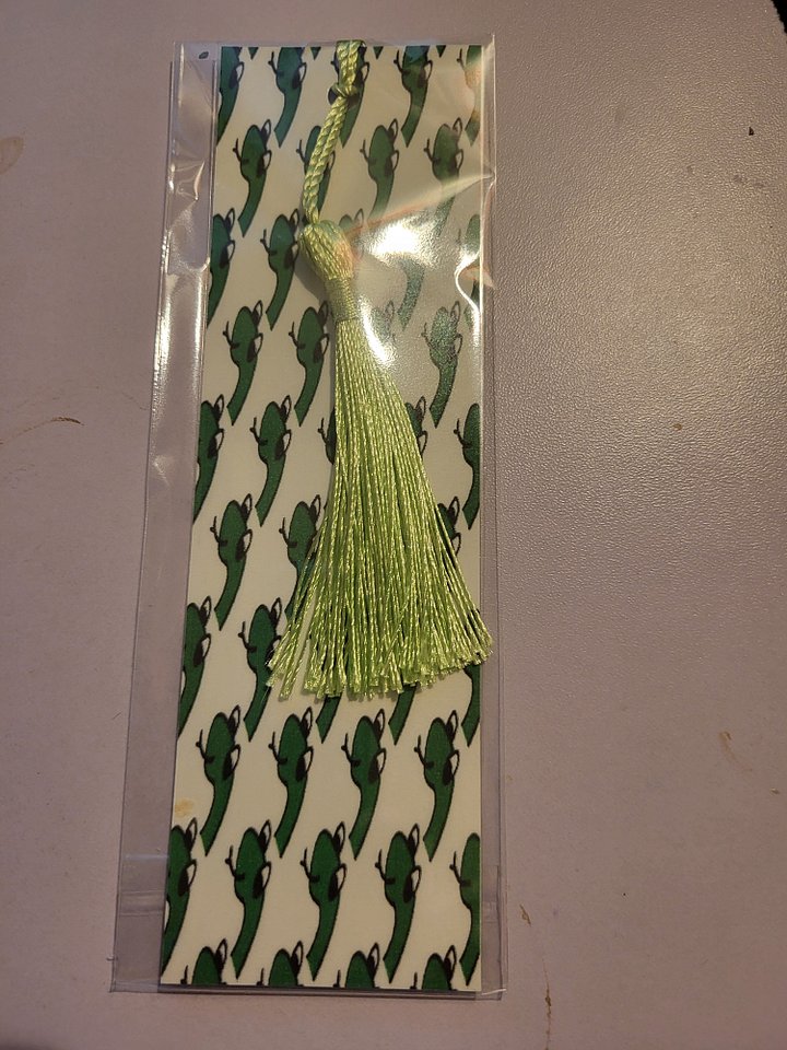 Cute Cartoon Green Gardner Snake Pattern Laminated Bookmark with Tassel for the Reptile Loving Book Reader in Your Life product image (2)