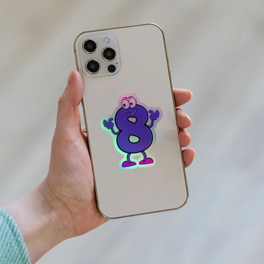 Playful Purple Number 8 Holographic Stickers product image (8)