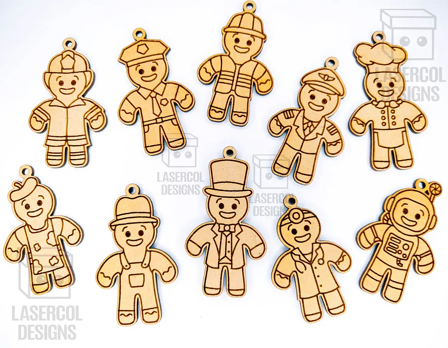 Gingerbread Cookies Christmas Ornaments Set 3 - Laser Cut Files product image (2)