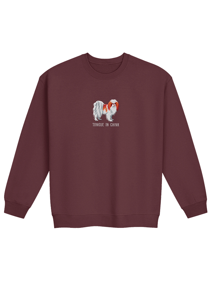 Tongue in Chink Sweatshirt (Embroidered) of a Japanese Chin(Red & White) product image (5)