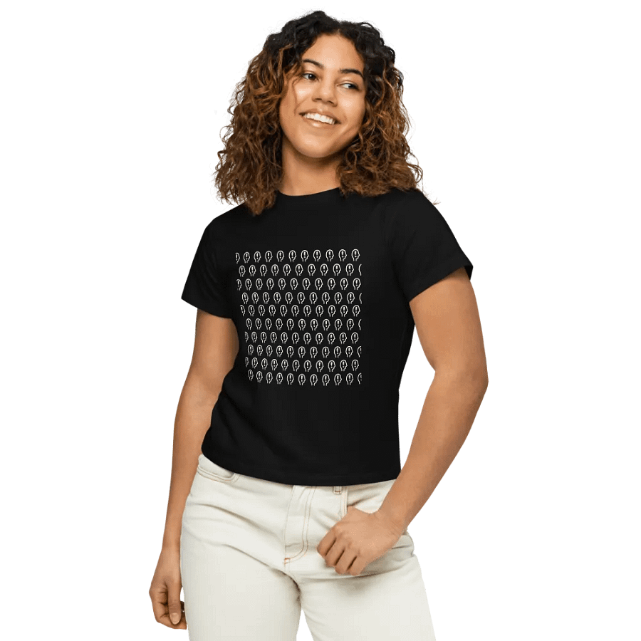 EXCLAIMING MENTALLY (white repeating) printed waist-length tee product image (13)