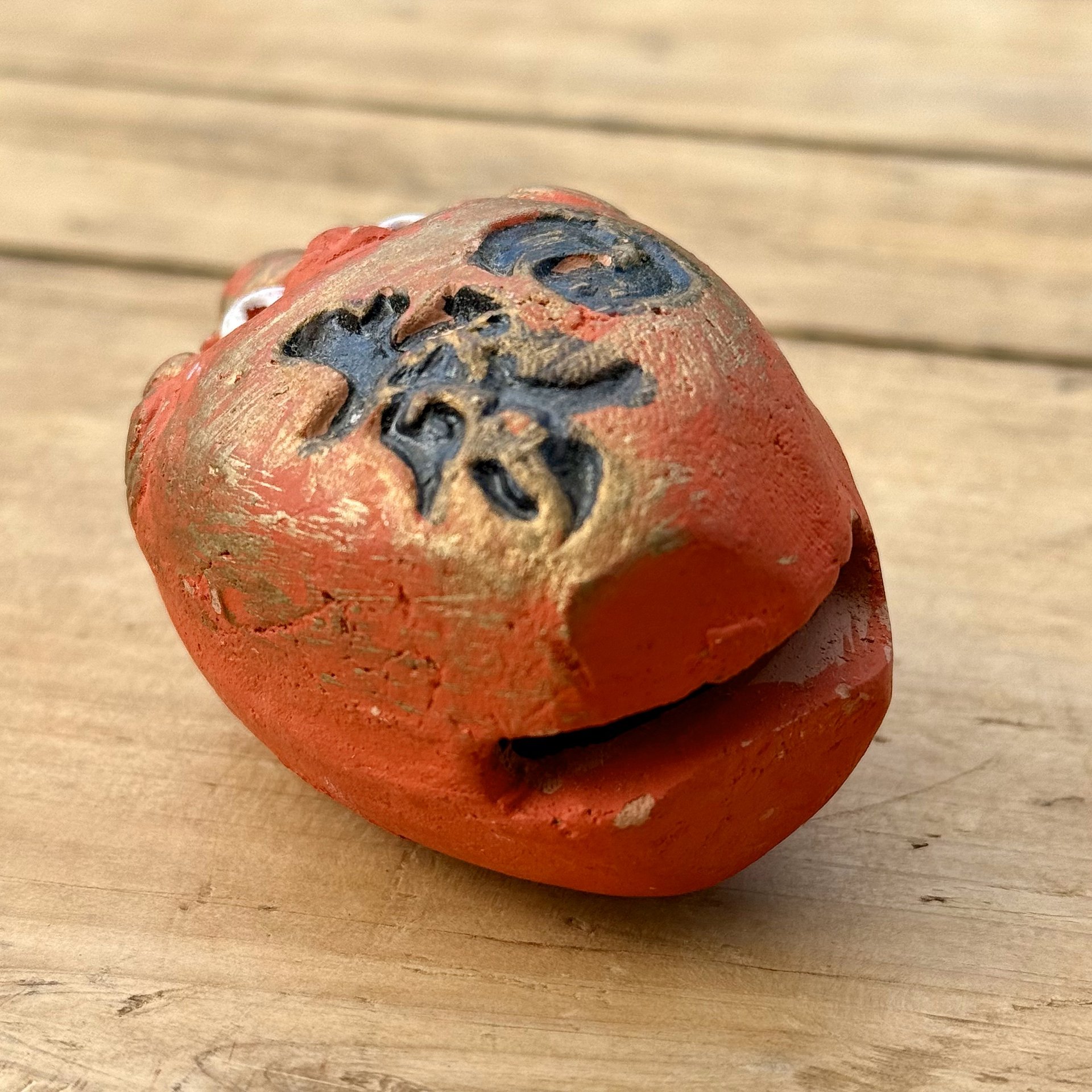 🎎 Japan Antique Oni Bell of Good Fortune - Mid-Showa Era Ceramic Charm product image (2)