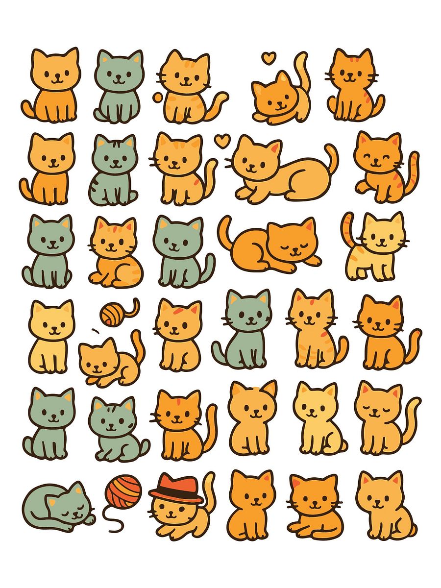 Playful Kittens Doodles – Vector Illustrator File for Creative Projects product image (6)