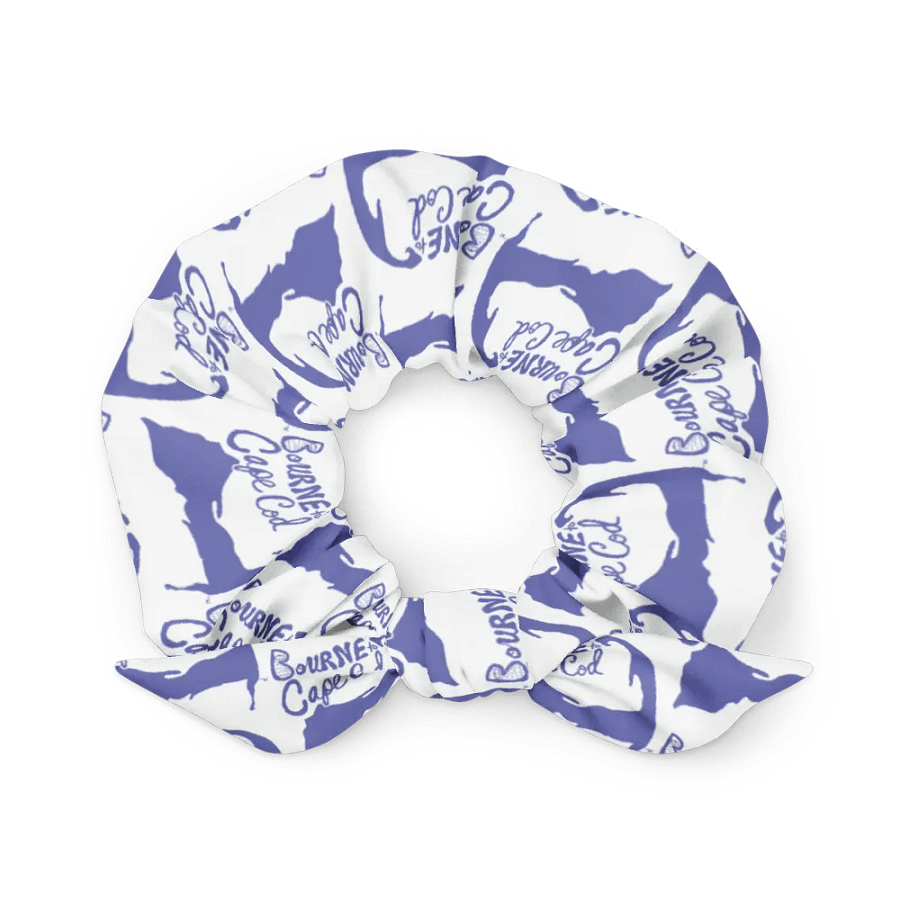 BOURNE to Cape Cod™ | Hair Tie | Coastal Chic | All-Over Logo Print | Slate Blue on White product image (1)
