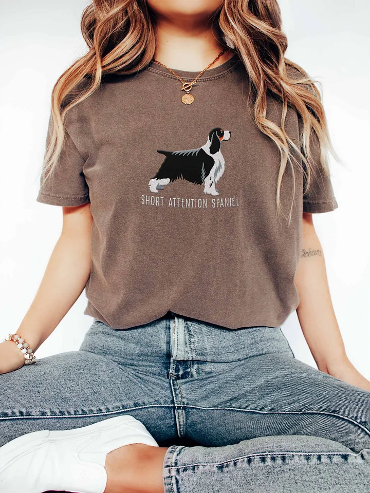 Short Attention Spaniel T-Shirt(Embroidered) of a Springer Spaniel(Tricolor, Show Type) product image (2)