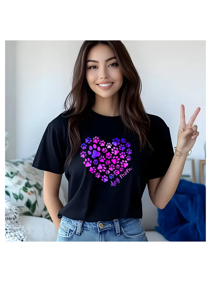 Dog Mom Cute Colorful Dog Paws Heart Comfort Colors T-Shirt product image (1)