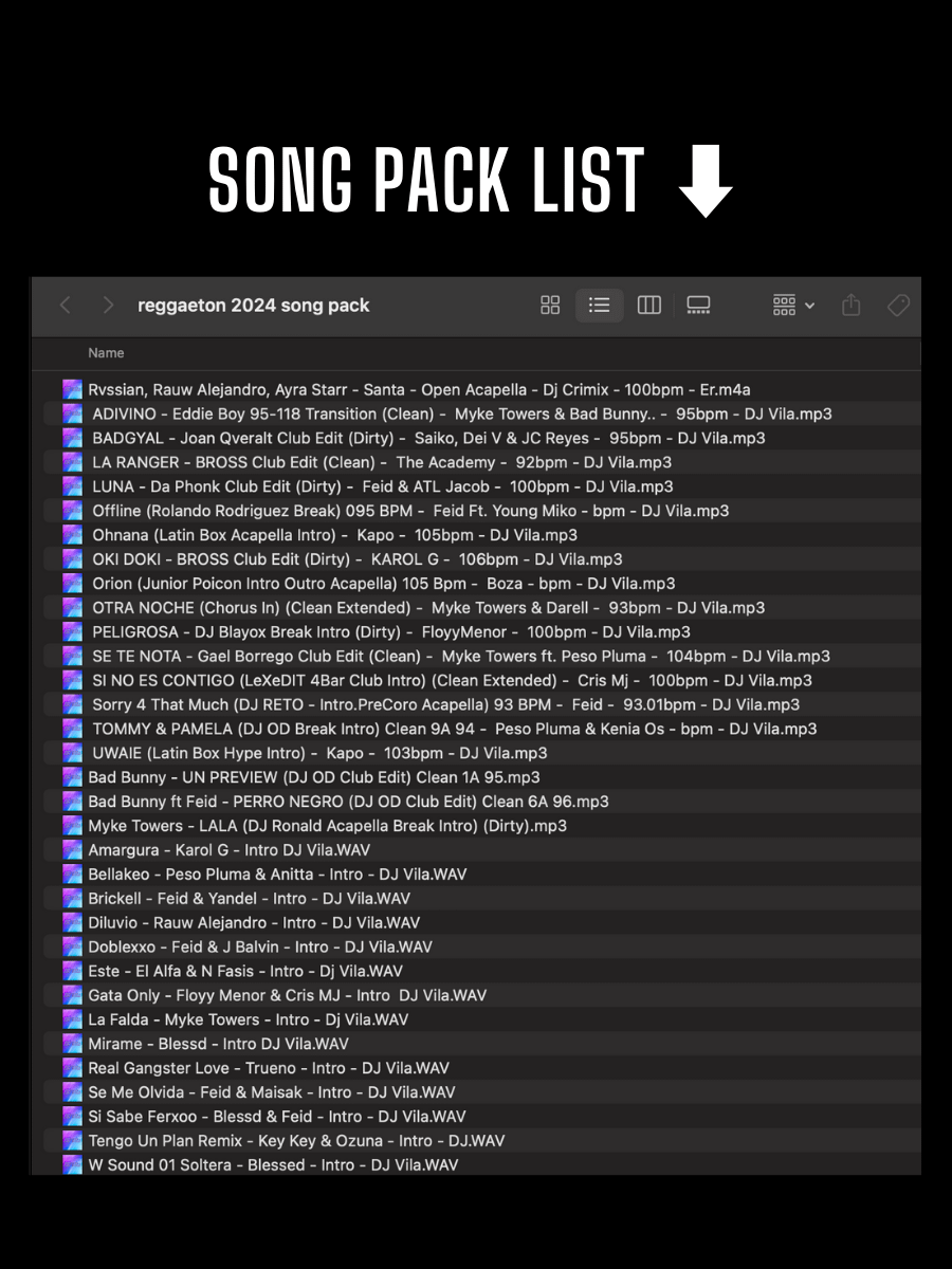 Reggaeton 2024 Mix - Song Pack/Paquete de Canciones (33 Songs/Canciones) product image (2)