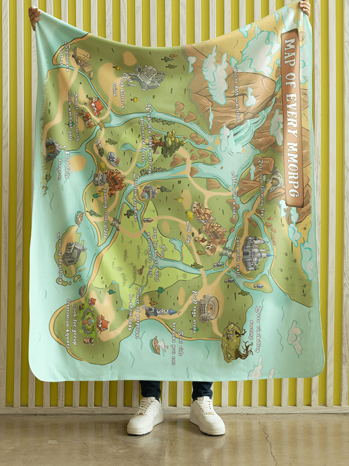 Map of Every MMORPG throw blanket 60" x 80", funny gift for gamers product image (2)