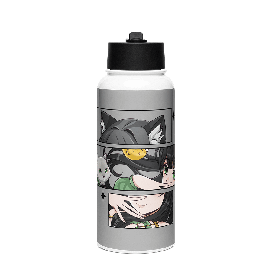 Moonlit Cat Manga Stainless Steel Bottle product image (1)